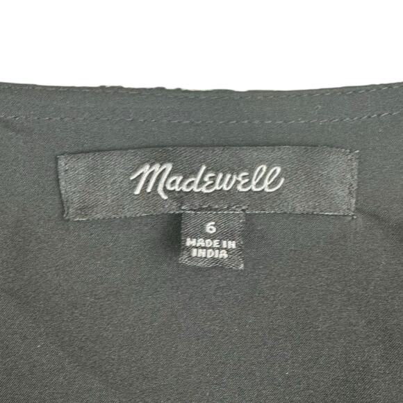 Madewell 6 Challis Button Wrap Mini Black Puff Short Sleeve Floral A-Line Dress - Picture 12 of 13